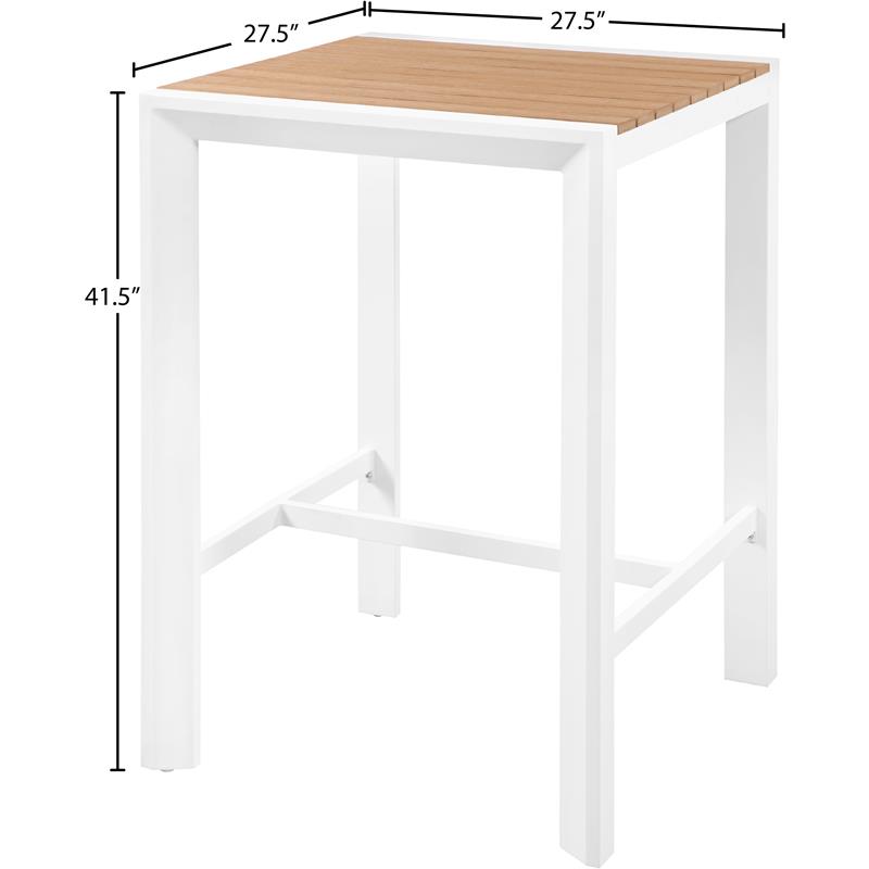 Meridian Furniture Nizuc Brown Wood Outdoor Patio Square Bar Table
