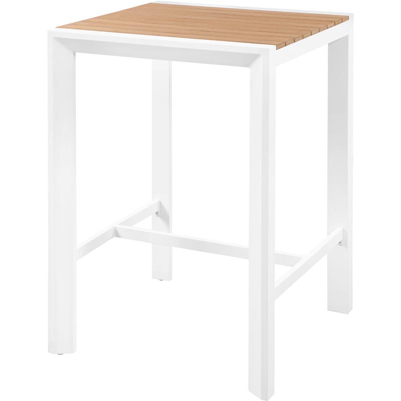 Meridian Furniture Nizuc Brown Wood Outdoor Patio Square Bar Table