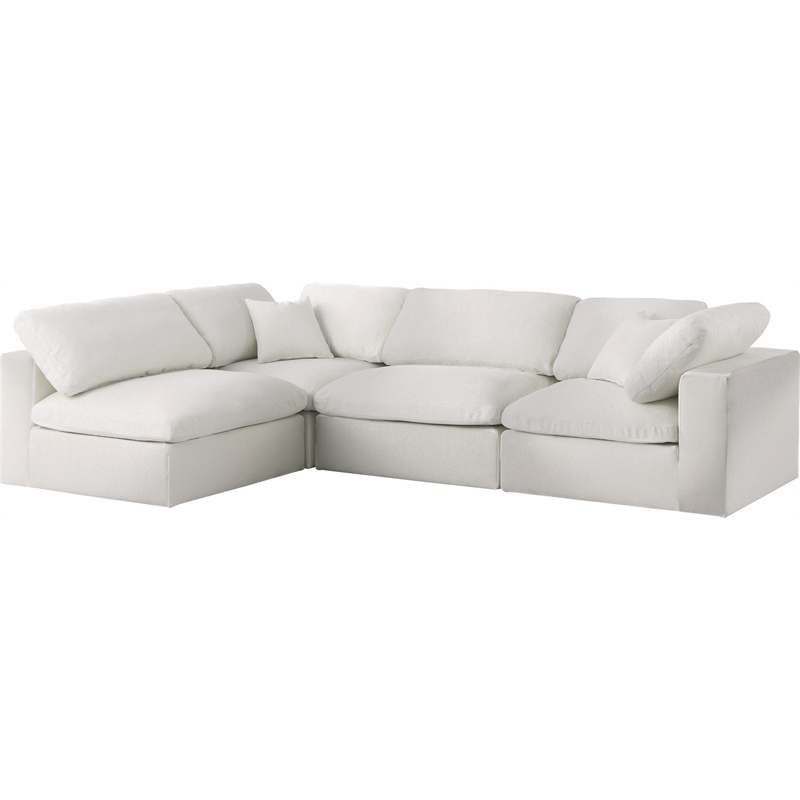 meridian furniture serene cream linen fabric deluxe modular sectional