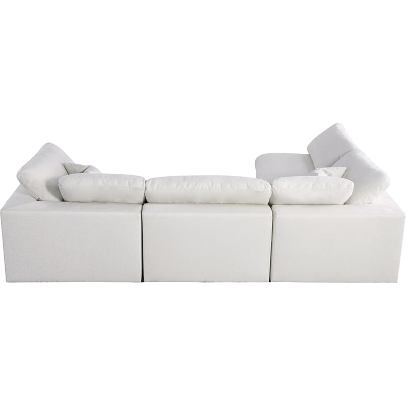 meridian furniture serene cream linen fabric deluxe modular sectional