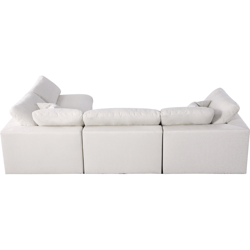 meridian furniture serene cream linen fabric deluxe modular sectional