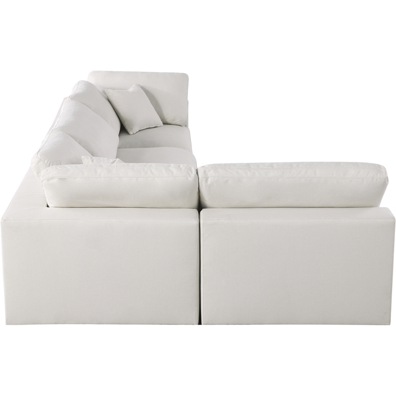 meridian furniture serene cream linen fabric deluxe modular sectional