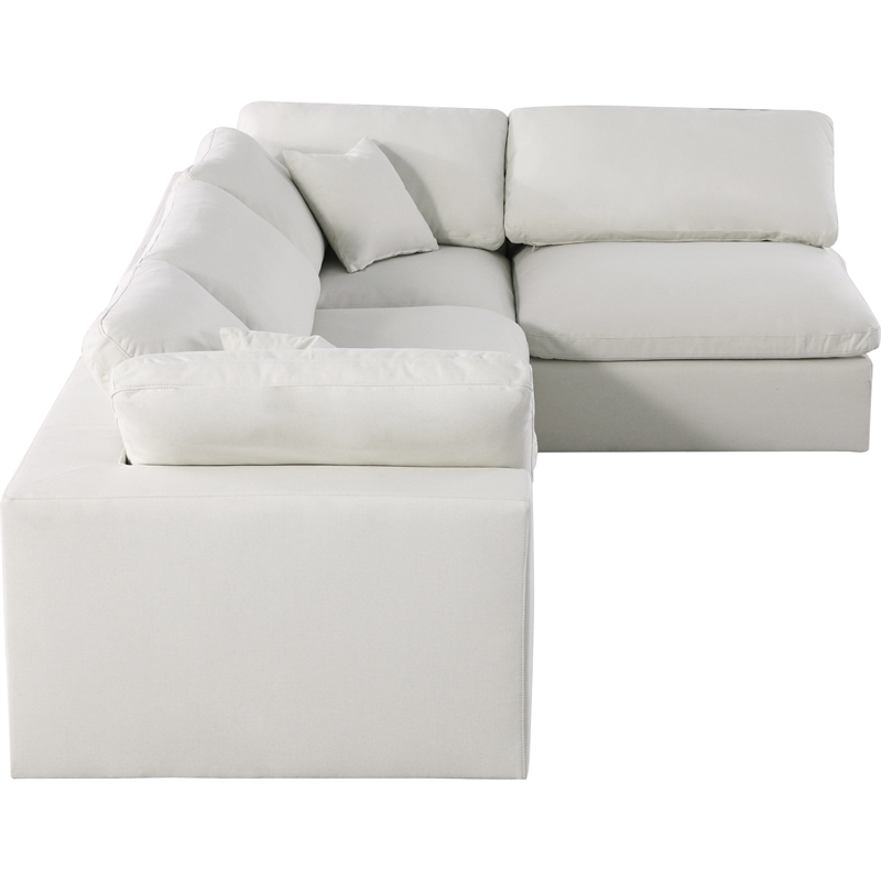 meridian furniture serene cream linen fabric deluxe modular sectional