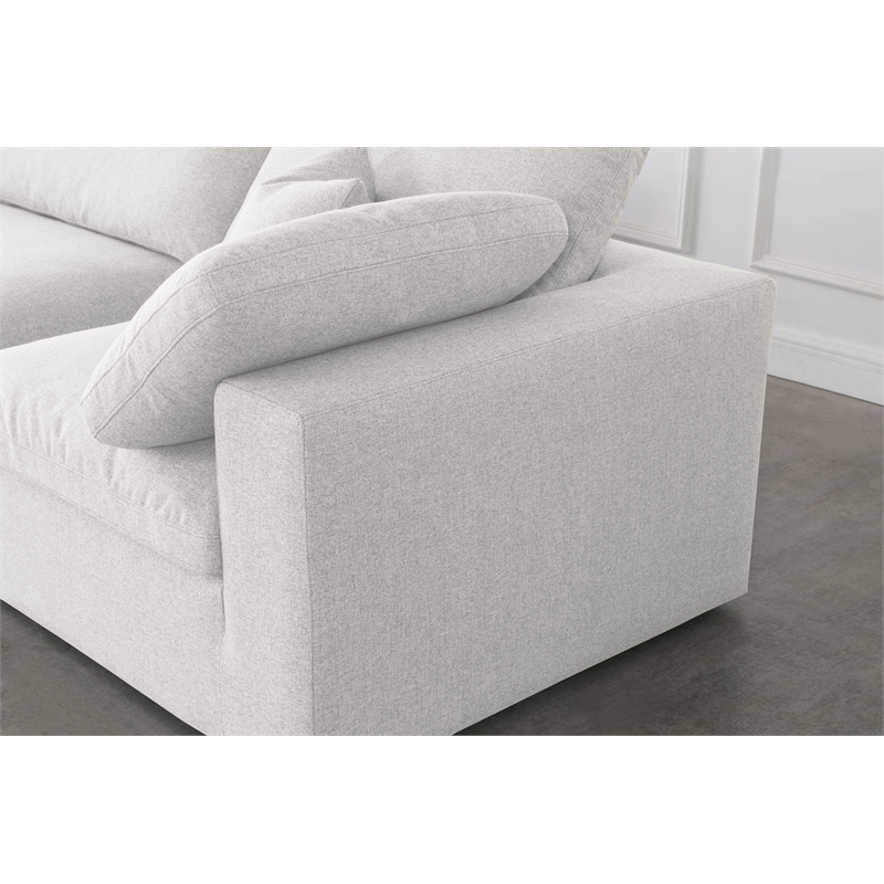 meridian furniture serene cream linen fabric deluxe modular sectional