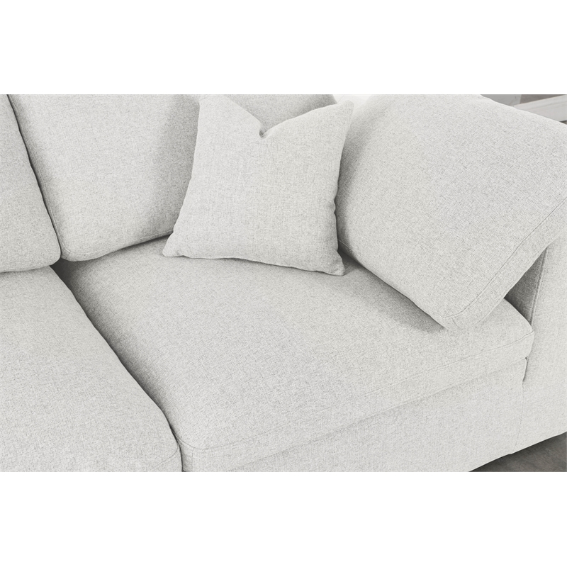 meridian furniture serene cream linen fabric deluxe modular sectional