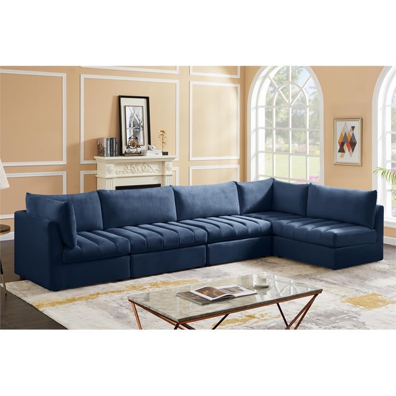 Meridian Furniture Jacob Navy Velvet Modular Sectional