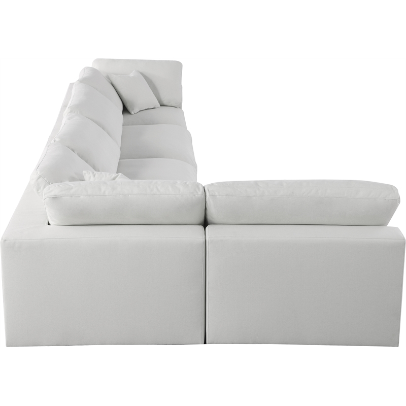 Meridian Furniture Serene Cream Linen Fabric Deluxe Modular Sectional