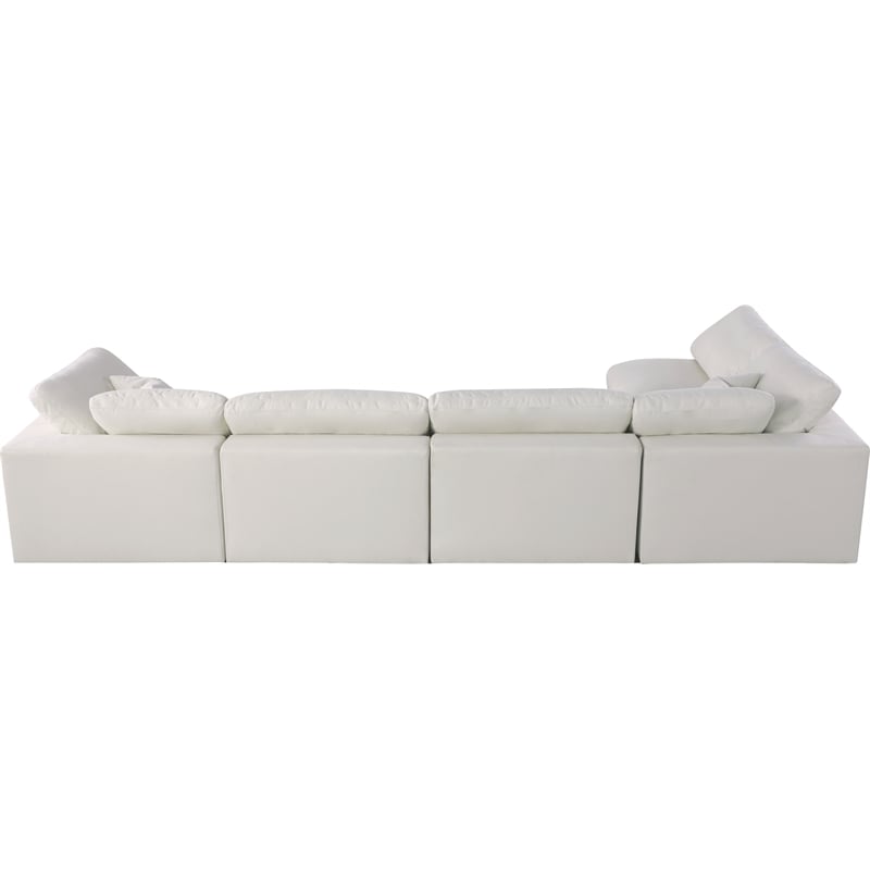 Meridian Furniture Serene Cream Linen Fabric Deluxe Modular Sectional