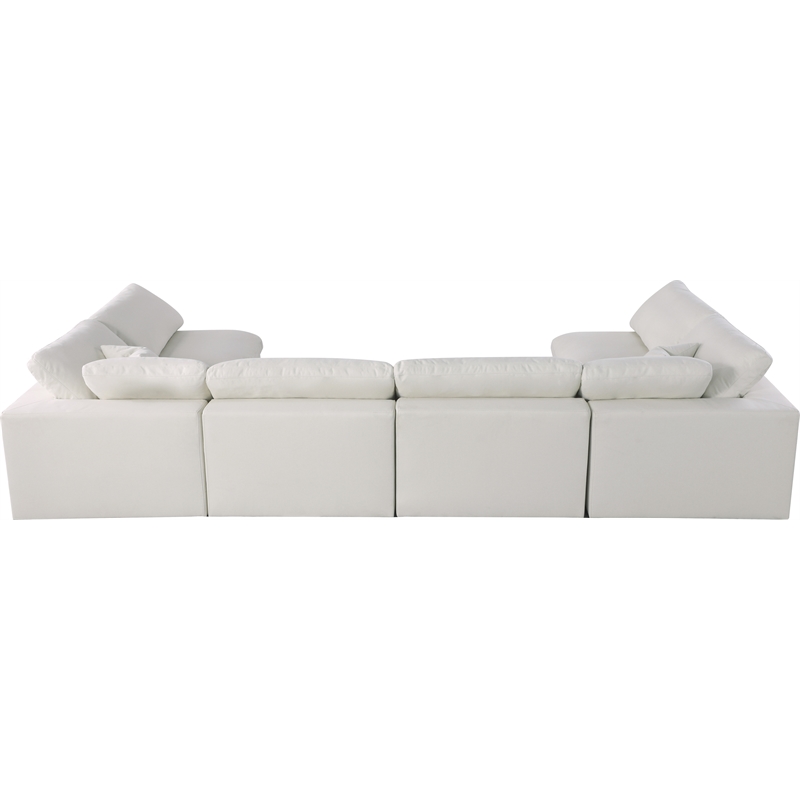 Meridian Furniture Serene Cream Linen Fabric Deluxe Modular Sectional
