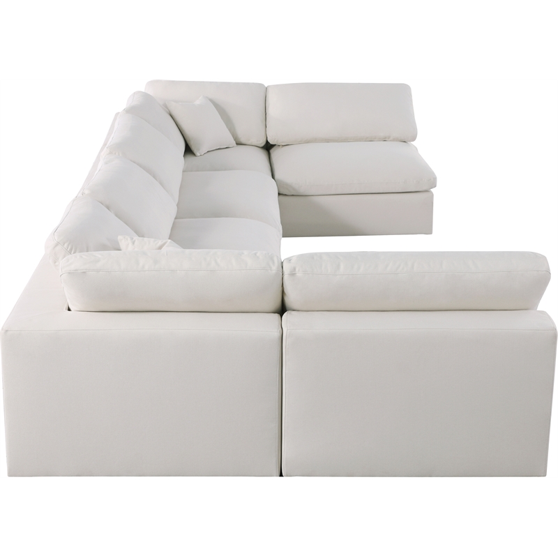 Meridian Furniture Serene Cream Linen Fabric Deluxe Modular Sectional