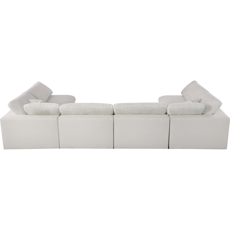 Meridian Furniture Serene Cream Linen Fabric Deluxe Modular Sectional