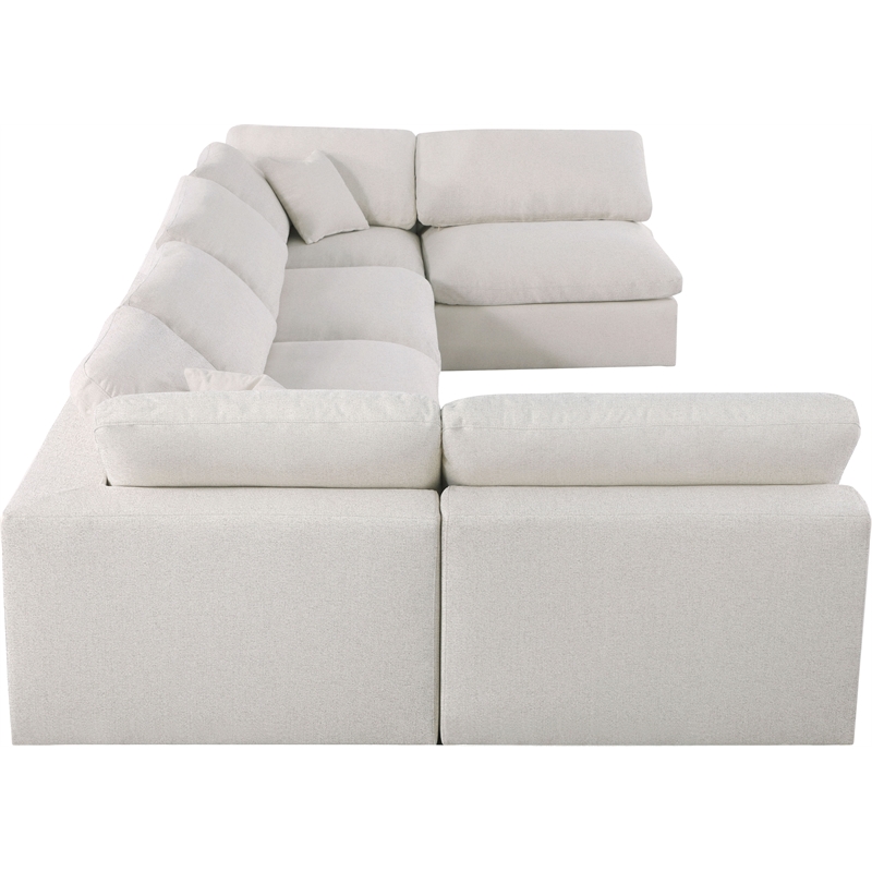 Meridian Furniture Serene Cream Linen Fabric Deluxe Modular Sectional