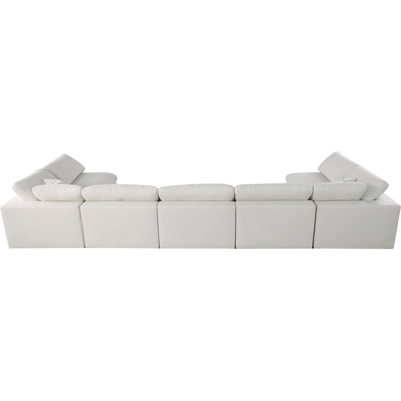 Meridian Furniture Serene Cream Linen Fabric Deluxe Modular Sectional