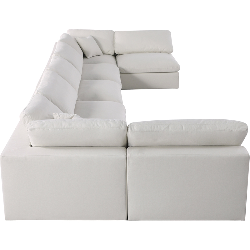 Meridian Furniture Serene Cream Linen Fabric Deluxe Modular Sectional