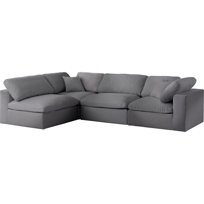 Meridian Furniture Serene Grey Linen Fabric Deluxe Modular Sectional
