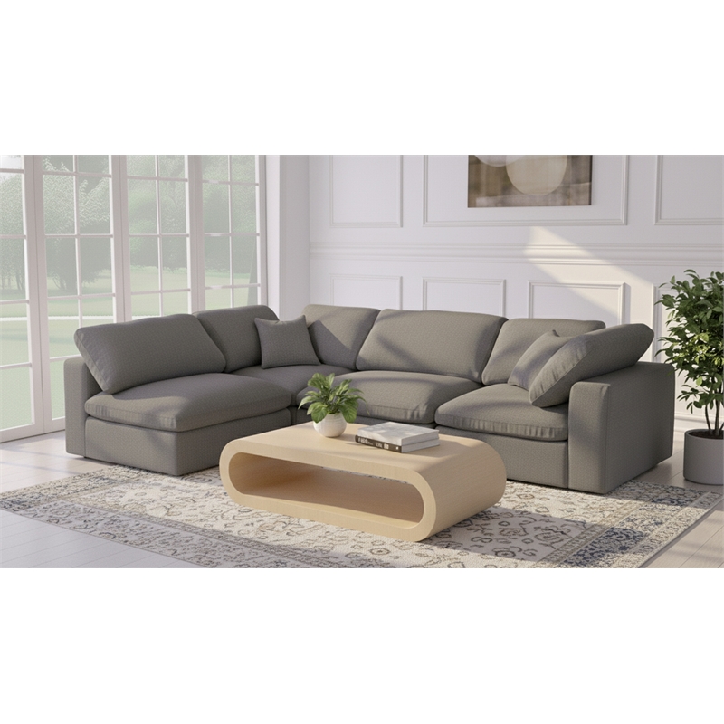 Meridian Furniture Serene Grey Linen Fabric Deluxe Modular Sectional