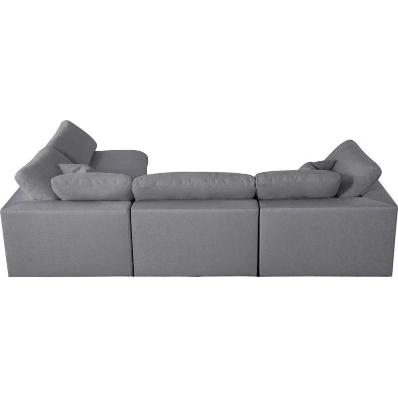 Meridian Furniture Serene Grey Linen Fabric Deluxe Modular Sectional