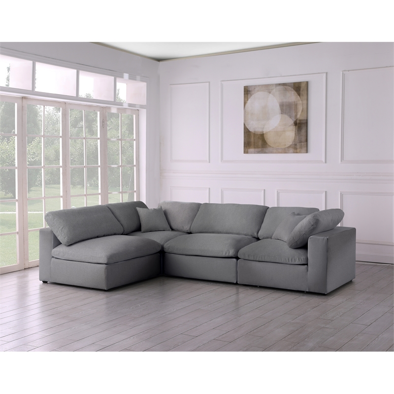 Meridian Furniture Serene Grey Linen Fabric Deluxe Modular Sectional