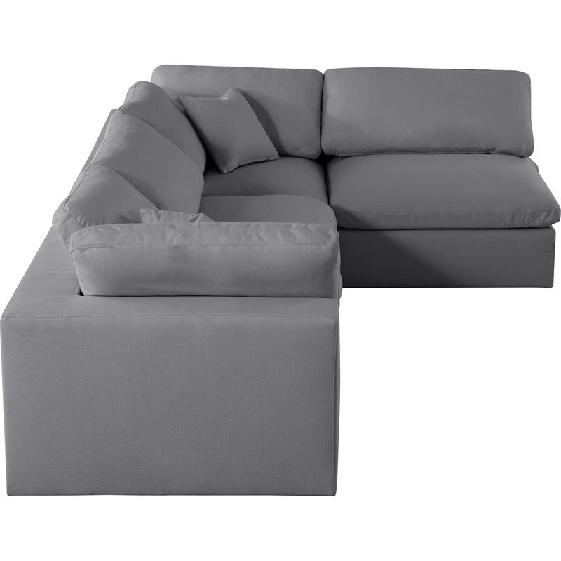Meridian Furniture Serene Grey Linen Fabric Deluxe Modular Sectional