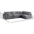 Meridian Furniture Serene Grey Linen Fabric Deluxe Modular Sectional