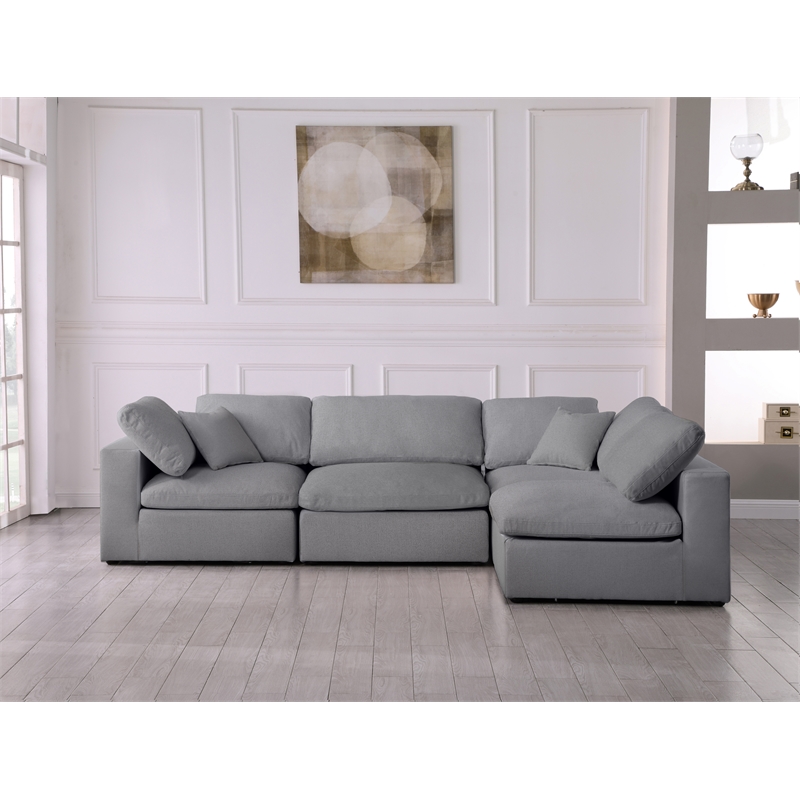 Meridian Furniture Serene Grey Linen Fabric Deluxe Modular Sectional