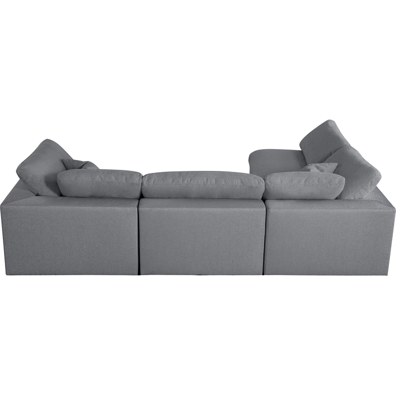 Meridian Furniture Serene Grey Linen Fabric Deluxe Modular Sectional