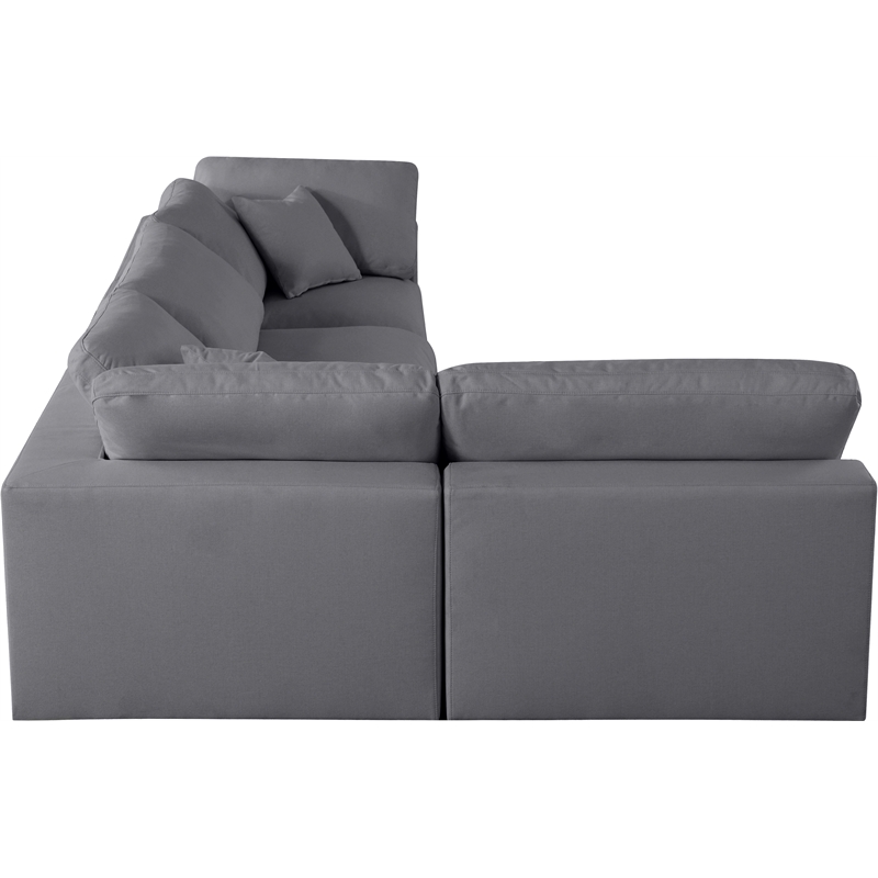 Meridian Furniture Serene Grey Linen Fabric Deluxe Modular Sectional