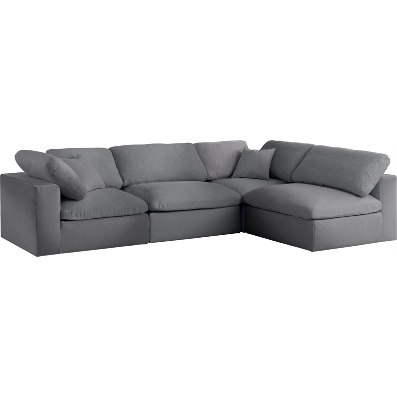 Meridian Furniture Serene Grey Linen Fabric Deluxe Modular Sectional