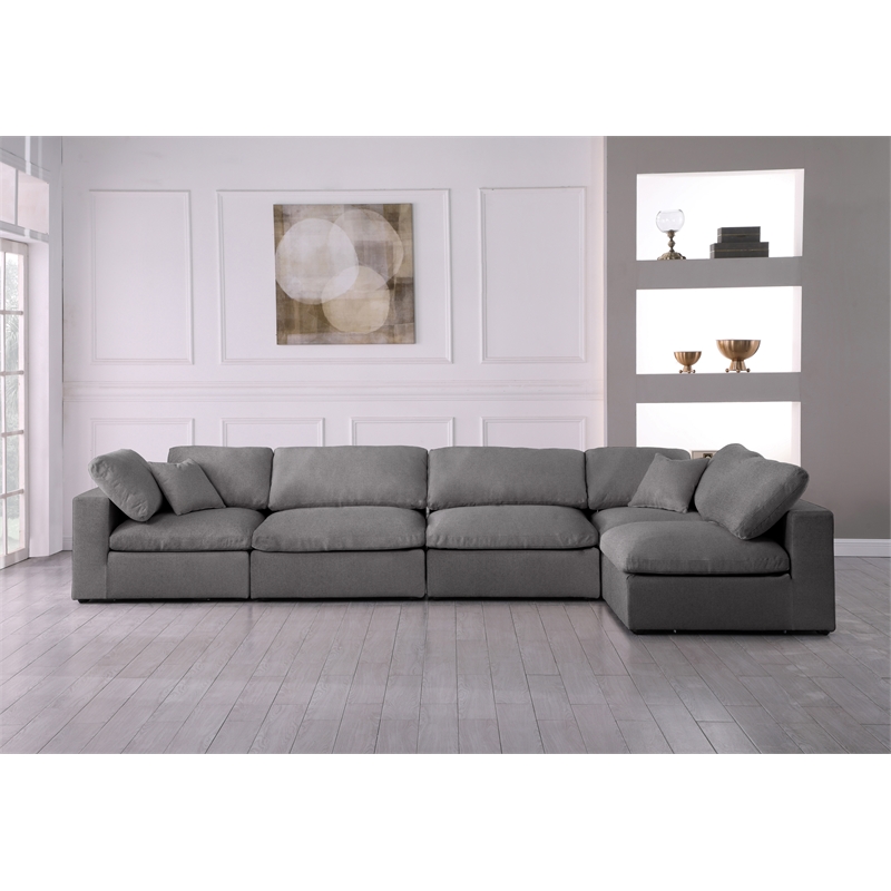 Meridian Furniture Serene Grey Linen Fabric Deluxe Modular Sectional