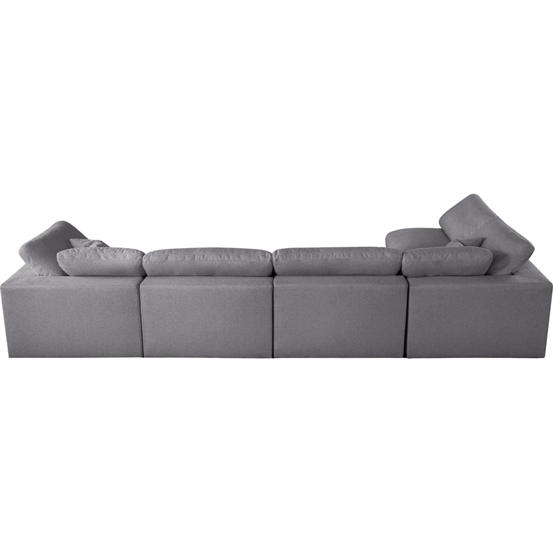 Meridian Furniture Serene Grey Linen Fabric Deluxe Modular Sectional