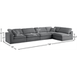 Meridian Furniture Serene Grey Linen Fabric Deluxe Modular Sectional
