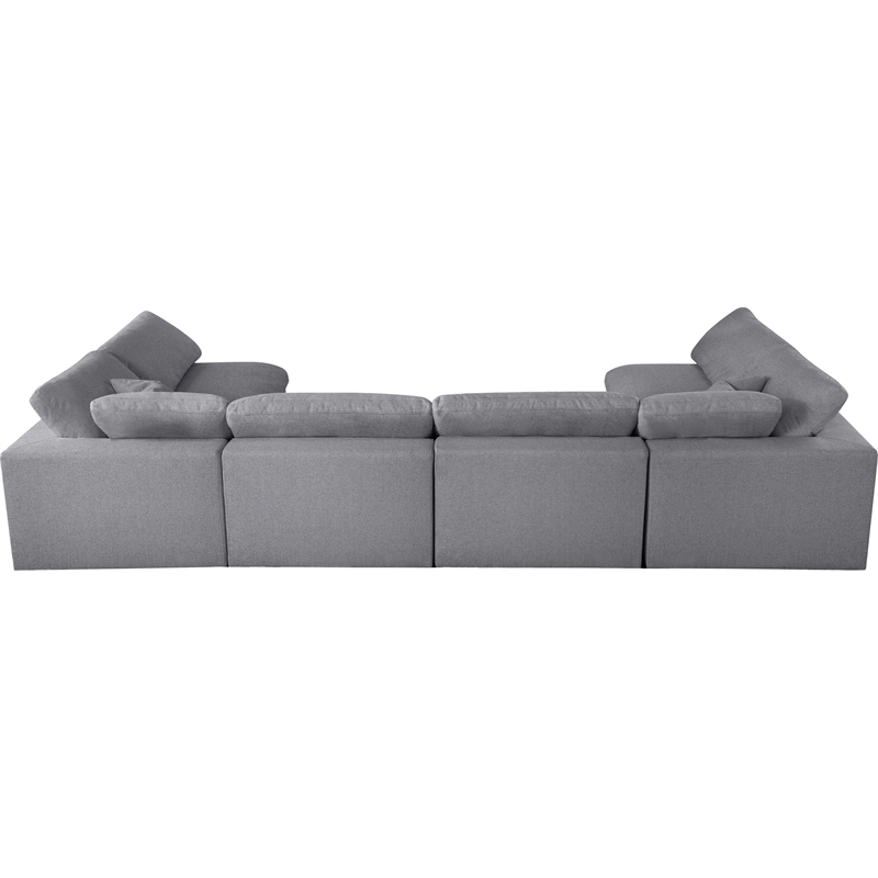 Meridian Furniture Serene Grey Linen Fabric Deluxe Modular Sectional