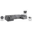 Meridian Furniture Serene Grey Linen Fabric Deluxe Modular Sectional