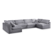 Meridian Furniture Serene Grey Linen Fabric Deluxe Modular Sectional