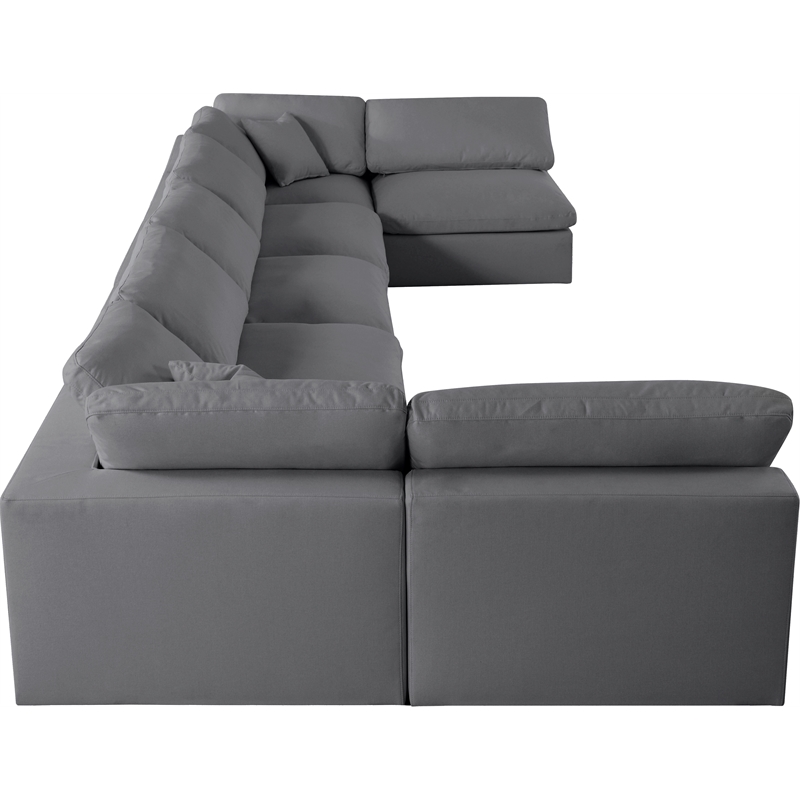 Meridian Furniture Serene Grey Linen Fabric Deluxe Modular Sectional