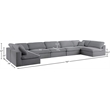 Meridian Furniture Serene Grey Linen Fabric Deluxe Modular Sectional