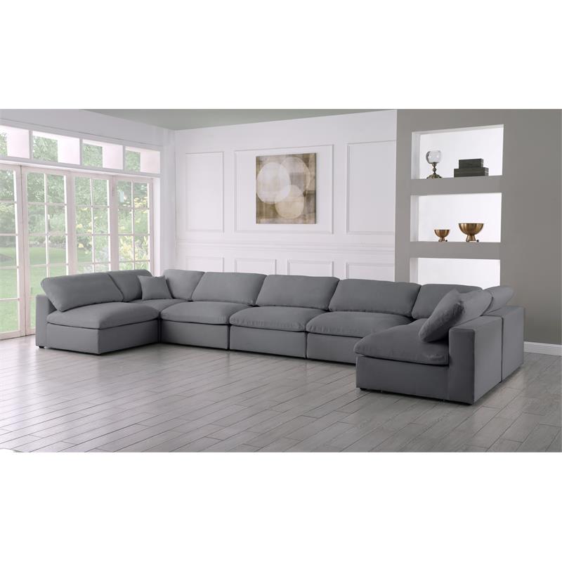 Meridian Furniture Serene Grey Linen Fabric Deluxe Modular Sectional