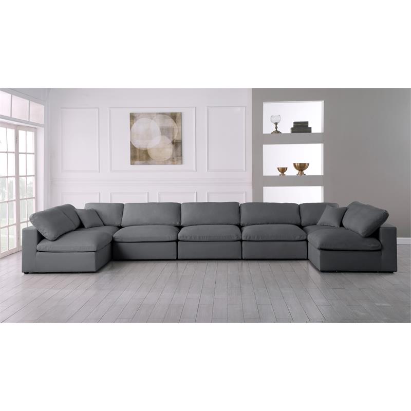Meridian Furniture Serene Grey Linen Fabric Deluxe Modular Sectional