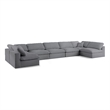 Meridian Furniture Serene Grey Linen Fabric Deluxe Modular Sectional