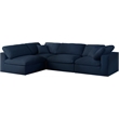 Meridian Furniture Serene Navy Linen Fabric Deluxe Modular Sectional