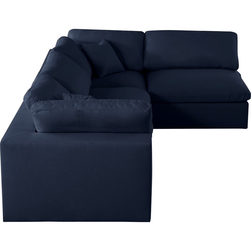 Meridian Furniture Serene Navy Linen Fabric Deluxe Modular Sectional