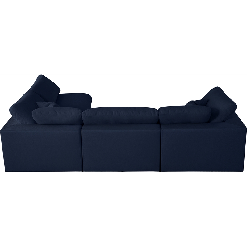 Meridian Furniture Serene Navy Linen Fabric Deluxe Modular Sectional