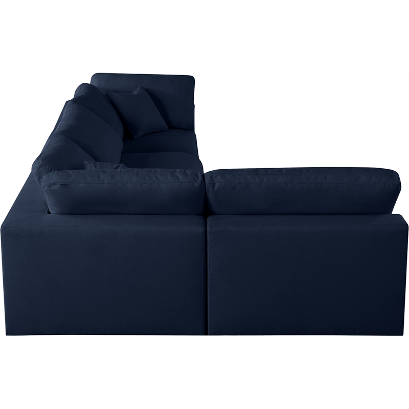 Meridian Furniture Serene Navy Linen Fabric Deluxe Modular Sectional