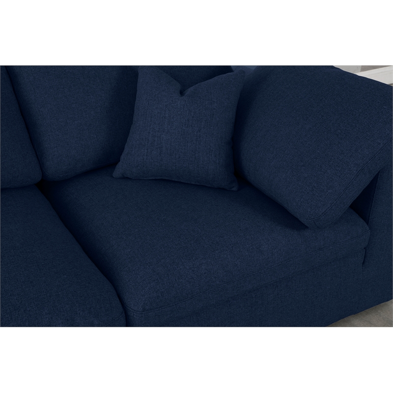Meridian Furniture Serene Navy Linen Fabric Deluxe Modular Sectional