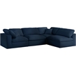 Meridian Furniture Serene Navy Linen Fabric Deluxe Modular Sectional
