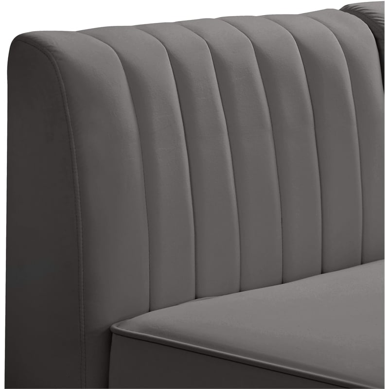 Meridian Furniture Alina Grey Velvet Modular Sectional