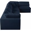 Meridian Furniture Serene Navy Linen Fabric Deluxe Modular Sectional