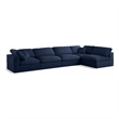 Meridian Furniture Serene Navy Linen Fabric Deluxe Modular Sectional