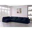 Meridian Furniture Serene Navy Linen Fabric Deluxe Modular Sectional