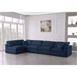 Meridian Furniture Serene Navy Linen Fabric Deluxe Modular Sectional